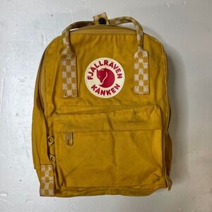 Fjallraven Kanken Mini Backpack Yellow Checkerboard Straps 23561 Mustard Small
